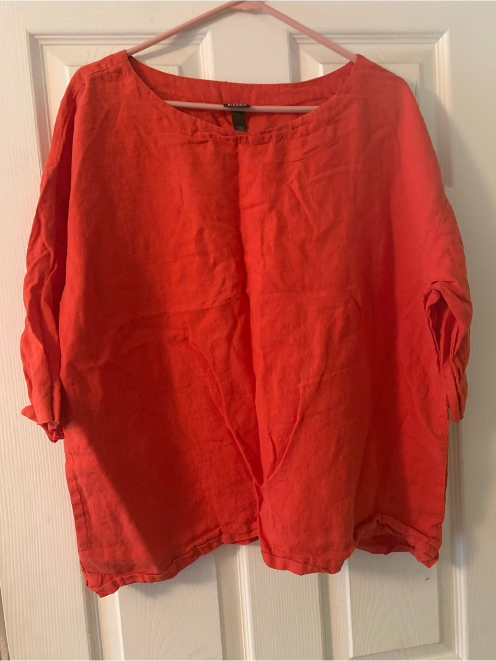 Eileen Fisher Orange-Red Linen Tunic Top M